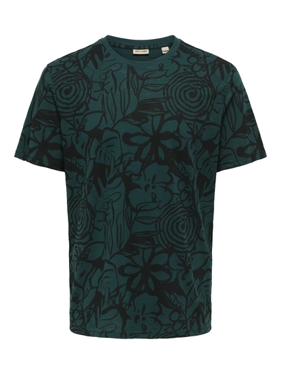 Only&Sons - T-shirt korte mouw - Donkerblauw - Onsperry Flower Life Aop Reg S - 22034323
