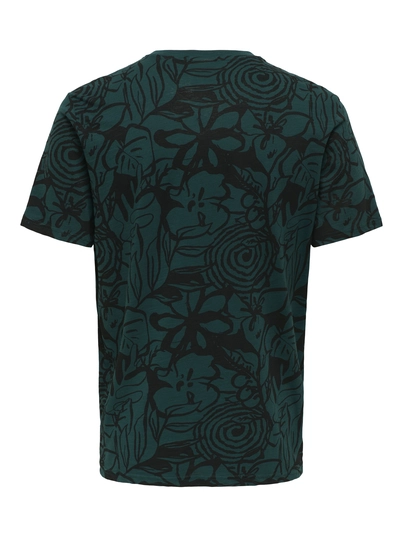 Only&Sons - T-shirt korte mouw - Donkerblauw - Onsperry Flower Life Aop Reg S - 22034323