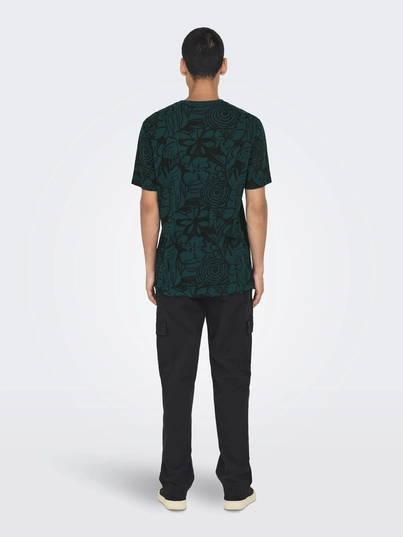 Only&Sons - T-shirt korte mouw - Donkerblauw - Onsperry Flower Life Aop Reg S - 22034323