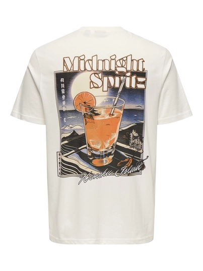 Only&Sons - T-shirt korte mouw - Ecru - Onschris Life Reg Ss Tee - 22034333