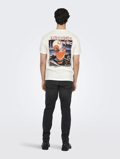 Only&Sons - T-shirt korte mouw - Ecru - Onschris Life Reg Ss Tee - 22034333