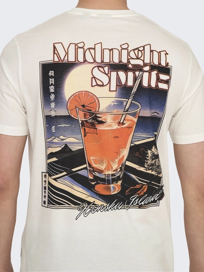Only&Sons - T-shirt korte mouw - Ecru - Onschris Life Reg Ss Tee - 22034333