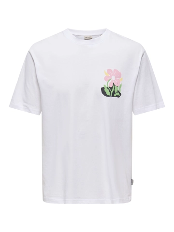 Only&Sons - T-shirt korte mouw - Ecru - Onskeane Rlx Ss Printed Tee Cs - 22029734