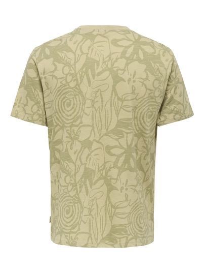 Only&Sons - T-shirt korte mouw - Lichtgroen - Onsperry Flower Life Aop Reg S - 22034323