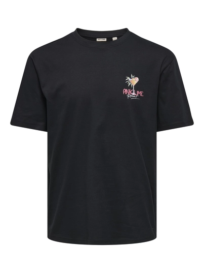 Only&Sons - T-shirt korte mouw - Zwart - Onsfred Cabana Rlx Ss Tee - 22034317