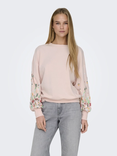 Only - Sweater - Paars - Onlbrooke L/S O-Neck Flower - 15216364