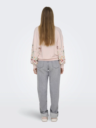 Only - Sweater - Paars - Onlbrooke L/S O-Neck Flower - 15216364