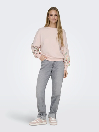 Only - Sweater - Paars - Onlbrooke L/S O-Neck Flower - 15216364