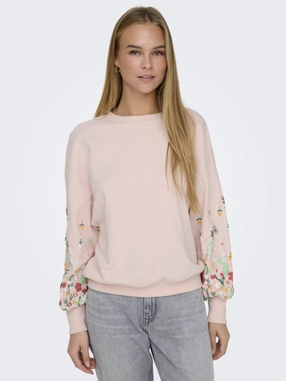 Only - Sweater - Paars - Onlbrooke L/S O-Neck Flower - 15216364