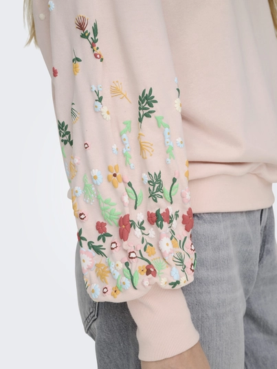 Only - Sweater - Paars - Onlbrooke L/S O-Neck Flower - 15216364