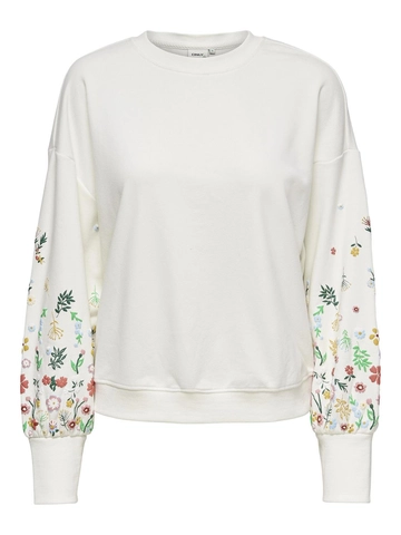 Only - Sweater - Wit - Onlbrooke L/S O-Neck Flower - 15216364