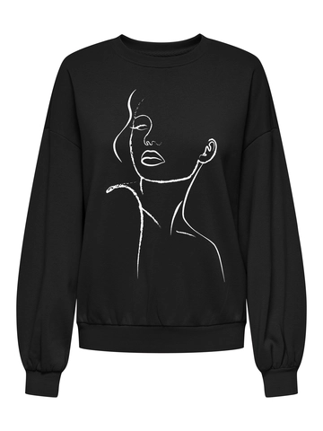 Only - Sweater - Zwart - Onlbelinda L/S Flower O-Neck - 15344176