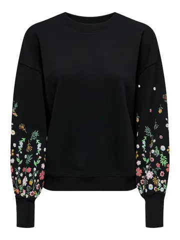 Only - Sweater - Zwart - Onlbrooke L/S O-Neck Flower - 15216364