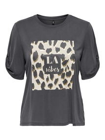 Only - T-shirt korte mouw - Antraciet - Onlfree Life S/S Create Top Bo - 15349921