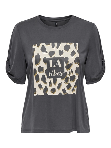 Only - T-shirt korte mouw - Antraciet - Onlfree Life S/S Create Top Bo - 15349921