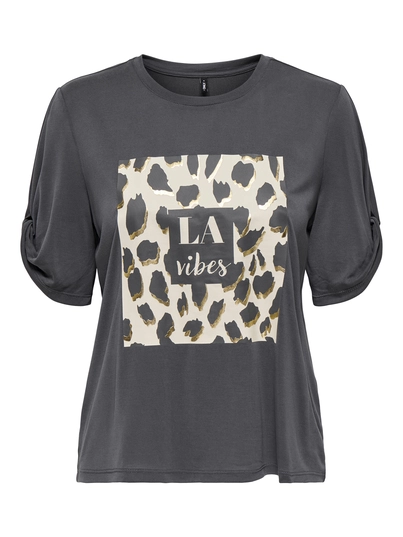 Only - T-shirt korte mouw - Antraciet - Onlfree Life S/S Create Top Bo - 15349921