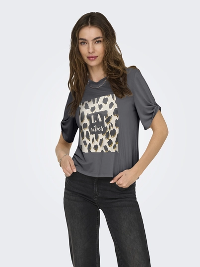 Only - T-shirt korte mouw - Antraciet - Onlfree Life S/S Create Top Bo - 15349921