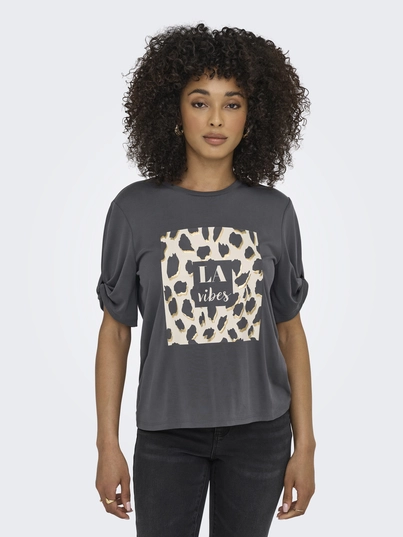 Only - T-shirt korte mouw - Antraciet - Onlfree Life S/S Create Top Bo - 15349921