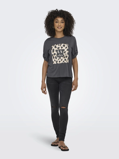 Only - T-shirt korte mouw - Antraciet - Onlfree Life S/S Create Top Bo - 15349921