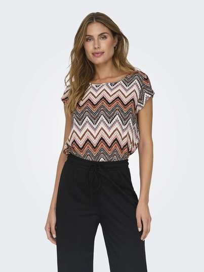 Only - T-shirt korte mouw - Assorti - Onlvic S/S Aop Top Noos Wvn - 15161116