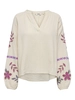 Only - T-shirt korte mouw - Beige - Onlblake Life Ls Emb Shirt Wvn - 15355165