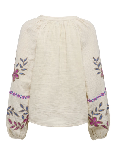 Only - T-shirt korte mouw - Beige - Onlblake Life Ls Emb Shirt Wvn - 15355165