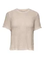 Only - T-shirt korte mouw - Beige - Onlsunny S/S Pullover Knt - 15254282