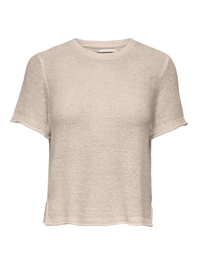 Only - T-shirt korte mouw - Beige - Onlsunny S/S Pullover Knt - 15254282