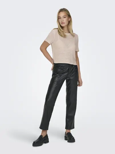 Only - T-shirt korte mouw - Beige - Onlsunny S/S Pullover Knt - 15254282
