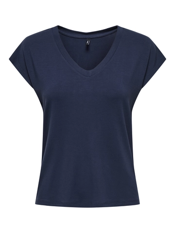Only - T-shirt korte mouw - Blauw - Onlrilla S/S V-Neck Top Jrs - 15315776