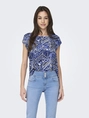Only - T-shirt korte mouw - Blauw - Onlvic S/S Aop Top Noos Wvn - 15161116