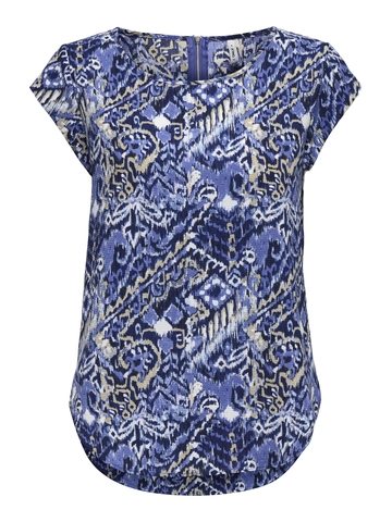 Only - T-shirt korte mouw - Blauw - Onlvic S/S Aop Top Noos Wvn - 15161116