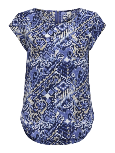 Only - T-shirt korte mouw - Blauw - Onlvic S/S Aop Top Noos Wvn - 15161116
