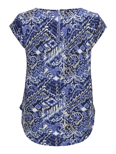 Only - T-shirt korte mouw - Blauw - Onlvic S/S Aop Top Noos Wvn - 15161116