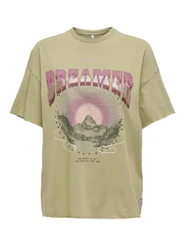 Only - T-shirt korte mouw - Camel - Onllucy Life S/S Mountain - 15343180