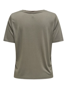Only - T-shirt korte mouw - Donkergroen - Onlelise S/S V-Neck Top Jrs No - 15257390