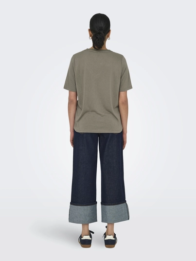 Only - T-shirt korte mouw - Donkergroen - Onlelise S/S V-Neck Top Jrs No - 15257390