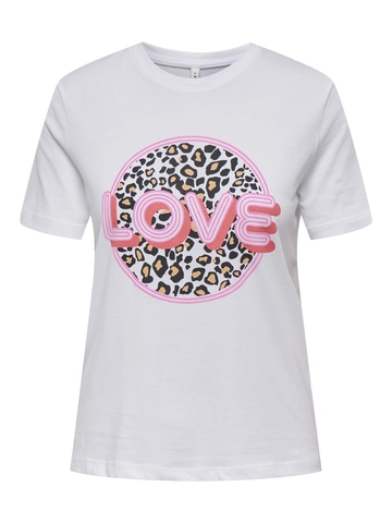 Only - T-shirt korte mouw - Ecru - Onlariya Life Reg S/S Love Top - 15343191