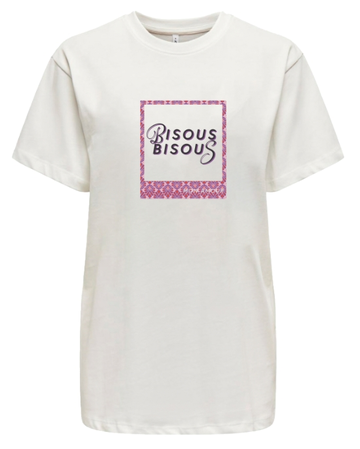 Only - T-shirt korte mouw - Ecru - Onlfleur Life S/S Tee Cs Jrs - 15346852