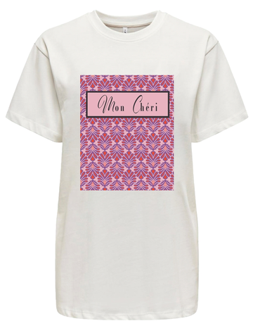 Only - T-shirt korte mouw - Ecru - Onlfleur Life S/S Tee Cs Jrs - 15346852