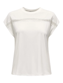 Only - T-shirt korte mouw - Ecru - Onlfree Life Batsleeve O-Neck - 15350108