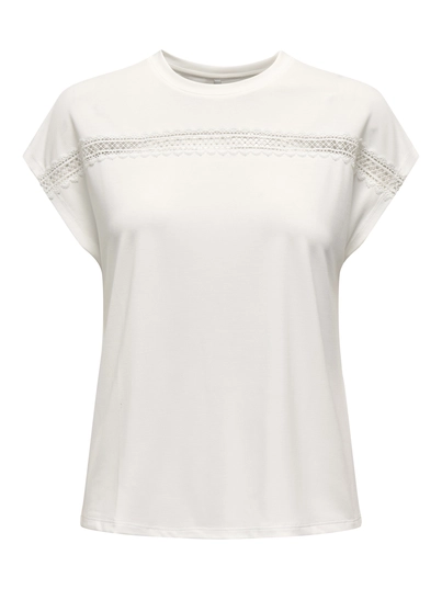 Only - T-shirt korte mouw - Ecru - Onlfree Life Batsleeve O-Neck - 15350108