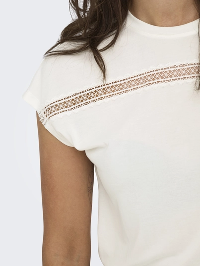 Only - T-shirt korte mouw - Ecru - Onlfree Life Batsleeve O-Neck - 15350108