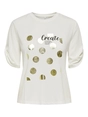 Only - T-shirt korte mouw - Ecru - Onlfree Life S/S Create Top Bo - 15349921