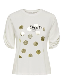 Only - T-shirt korte mouw - Ecru - Onlfree Life S/S Create Top Bo - 15349921