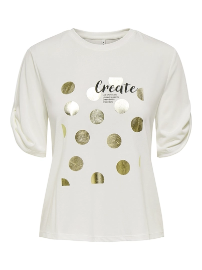 Only - T-shirt korte mouw - Ecru - Onlfree Life S/S Create Top Bo - 15349921