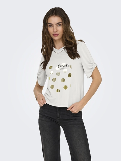 Only - T-shirt korte mouw - Ecru - Onlfree Life S/S Create Top Bo - 15349921