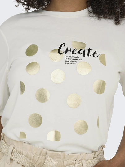 Only - T-shirt korte mouw - Ecru - Onlfree Life S/S Create Top Bo - 15349921