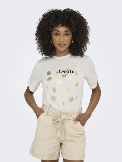 Only - T-shirt korte mouw - Ecru - Onlfree Life S/S Create Top Bo - 15349921