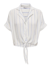 Only - T-shirt korte mouw - Ecru - Onlpaula Life S/S Tie Shirt Wv - 15281497